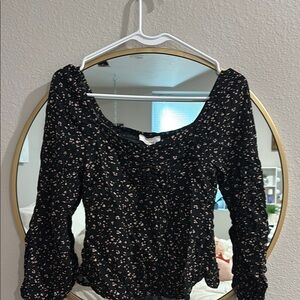 URBAN Romantics Black and Pink Floral Blouse